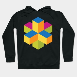 Isometric abstract color cubes Hoodie